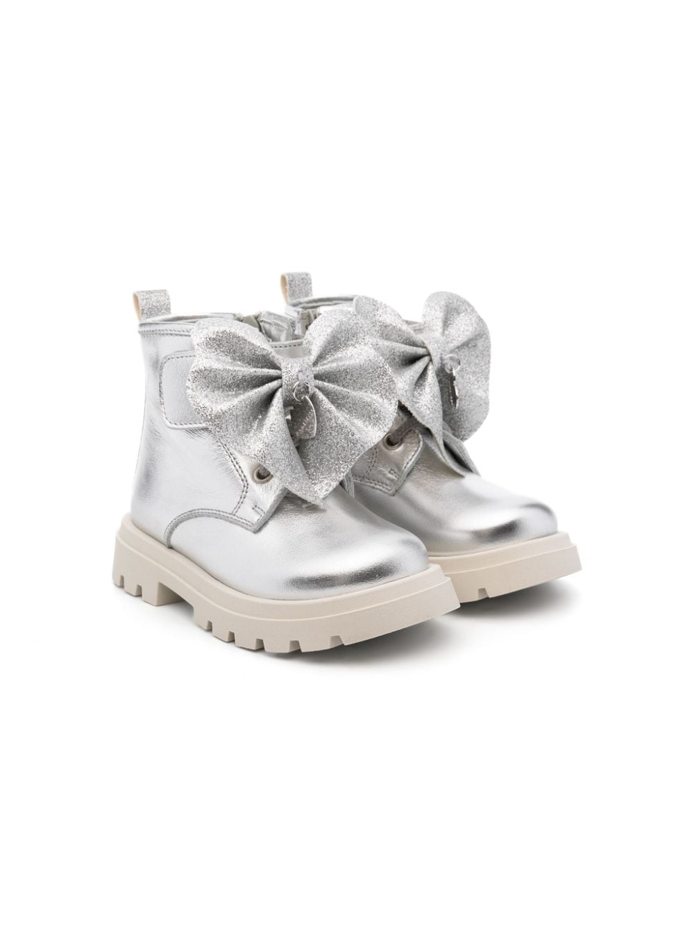 Monnalisa bow-detail ankle boots - Silver von Monnalisa
