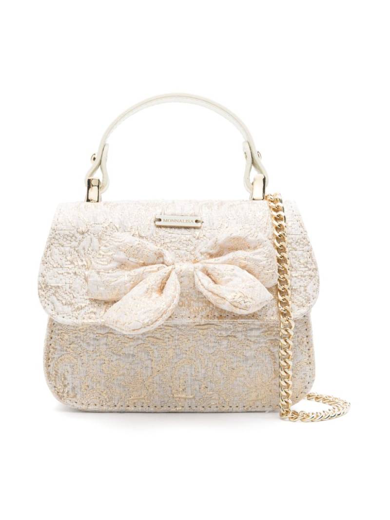 Monnalisa bow-detail brocade shoulder bag - Gold von Monnalisa