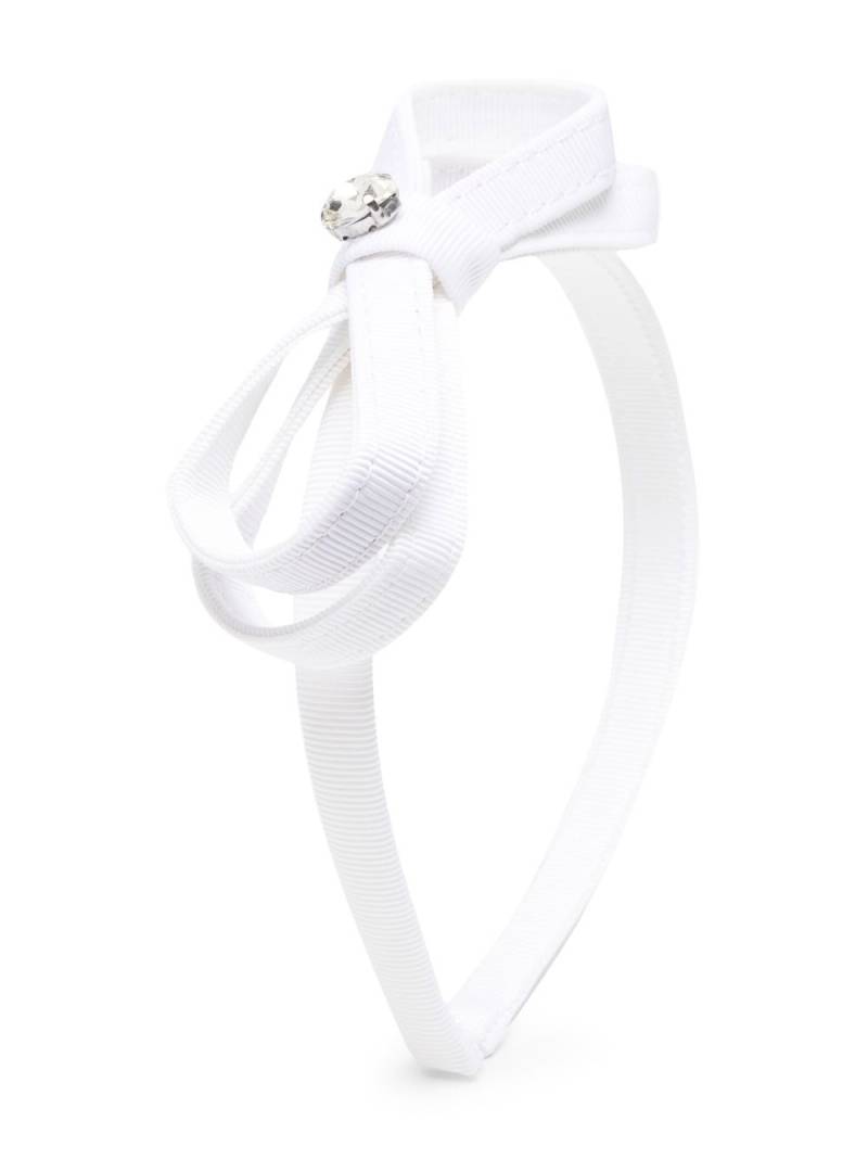 Monnalisa bow-detail crystal-embellished headband - White von Monnalisa