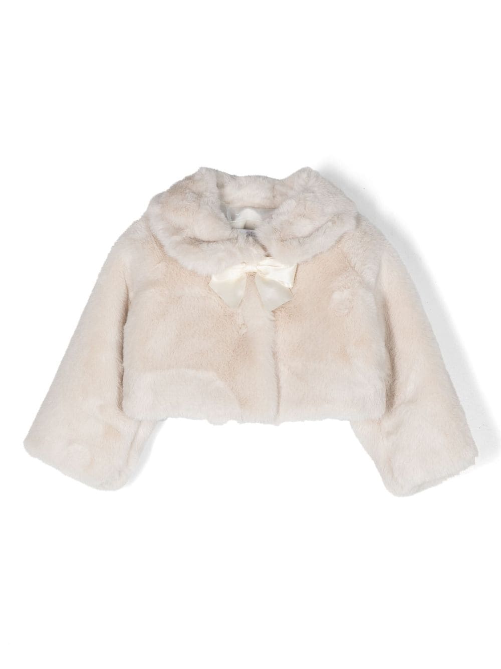 Monnalisa bow-detail faux-fur jacket - Neutrals von Monnalisa