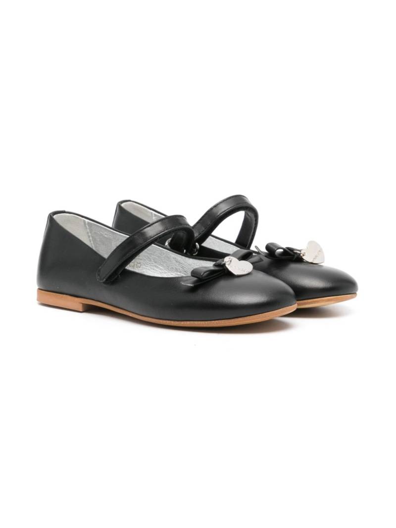 Monnalisa bow-detail leather ballerina shoes - Black von Monnalisa