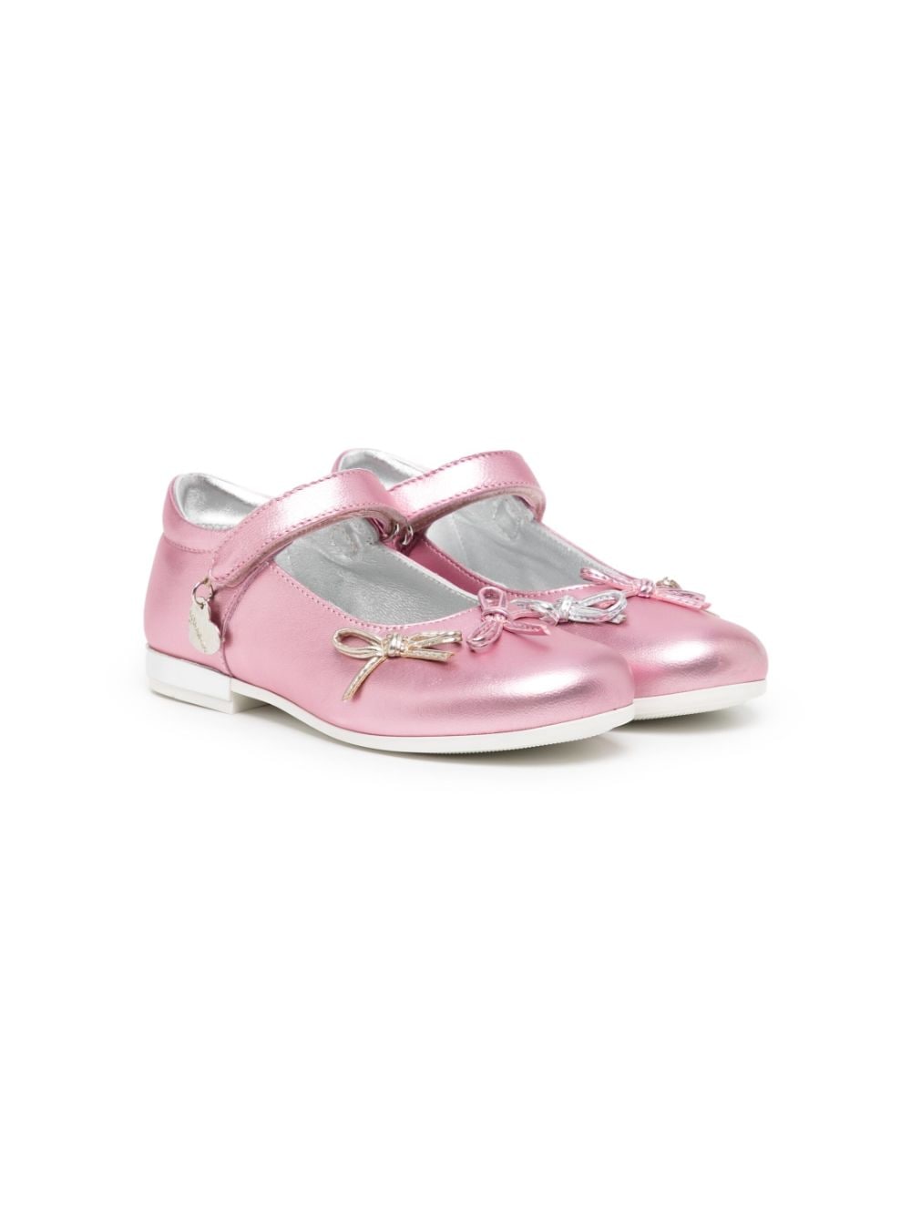 Monnalisa bow-detail leather ballerina shoes - Pink von Monnalisa
