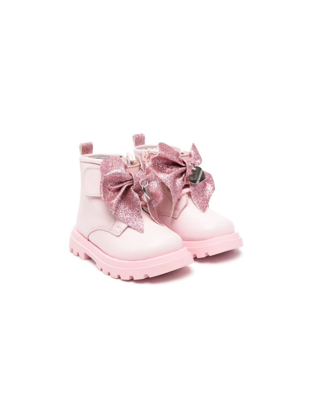 Monnalisa bow-detail leather boots - Pink von Monnalisa