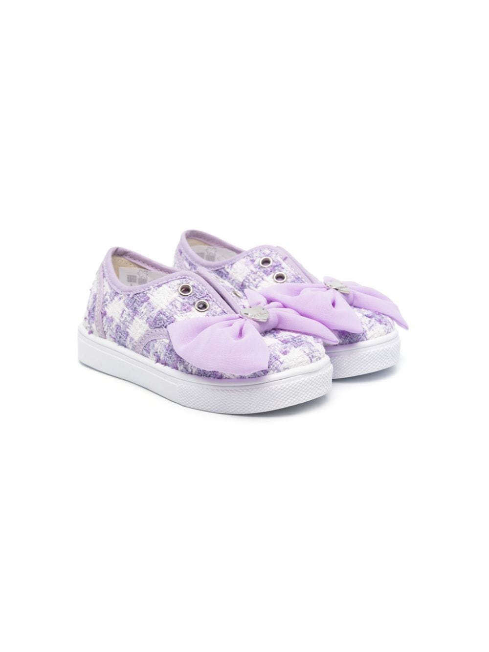 Monnalisa bow-detail plaid sneakers - Purple von Monnalisa