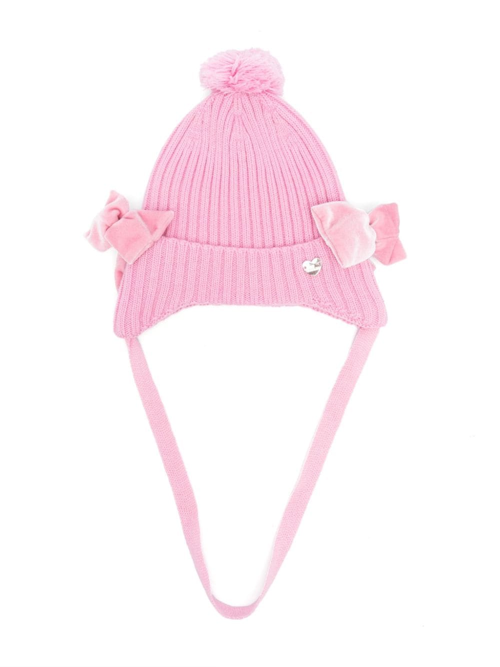 Monnalisa bow-detail ribbed-knit hat - Pink von Monnalisa