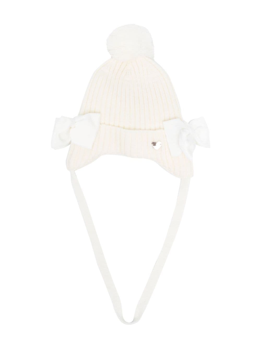 Monnalisa bow-detail ribbed-knit hat - White von Monnalisa