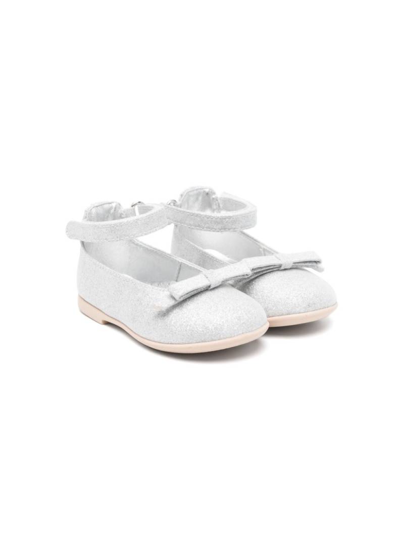 Monnalisa bow-detail touch-strap ballerinas - Silver von Monnalisa