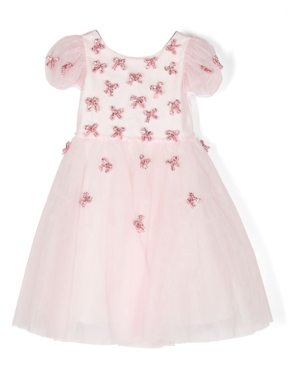 Monnalisa bow-detail tulle-overlay dress - Pink von Monnalisa