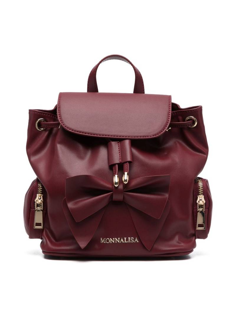 Monnalisa bow-detailed leather backpack - Red von Monnalisa