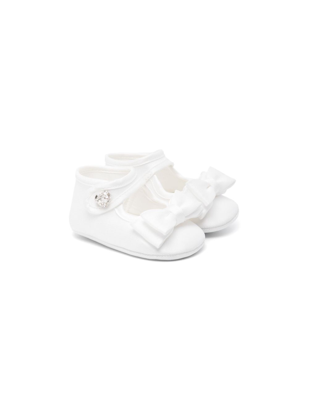 Monnalisa bow-detailing gabardine ballerina shoes - White von Monnalisa