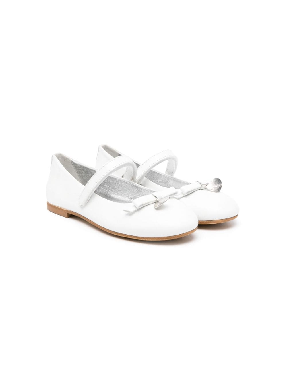 Monnalisa bow leather ballerina shoes - White von Monnalisa