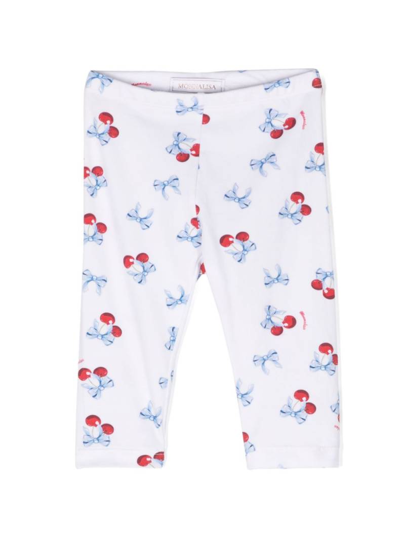 Monnalisa bow-print stretch-cotton leggings - White von Monnalisa