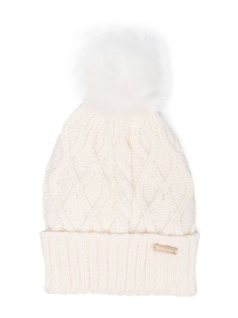 Monnalisa cable-knit wool-blend beanie - White von Monnalisa