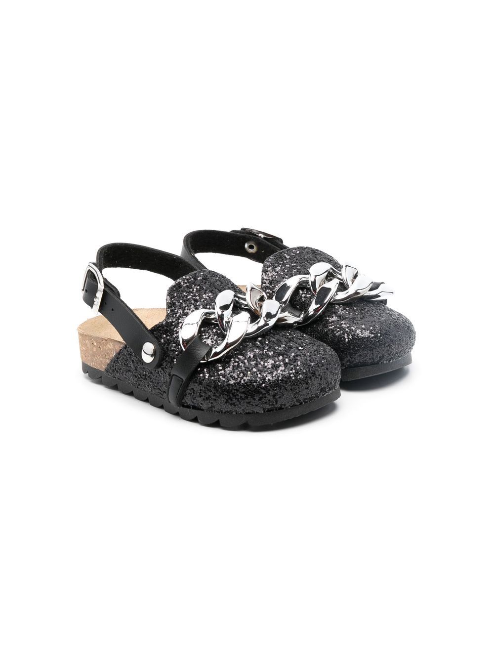 Monnalisa chain-link metallic loafers - Black von Monnalisa