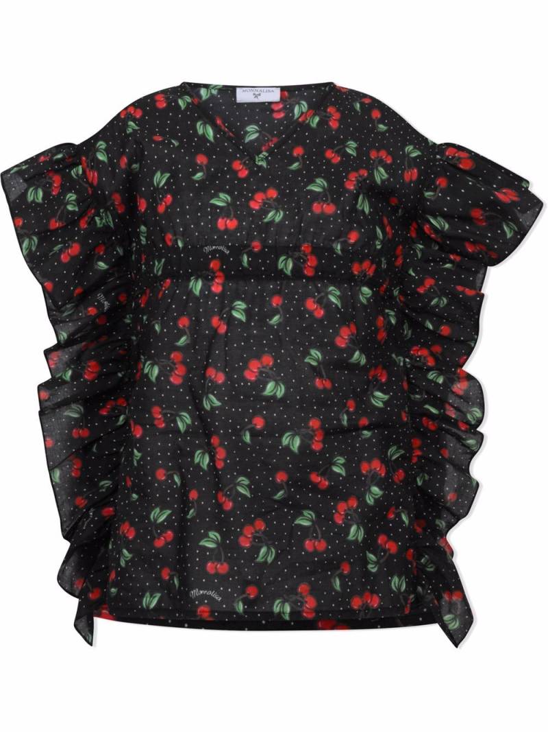 Monnalisa cherries-print sleeveless blouse - Black von Monnalisa