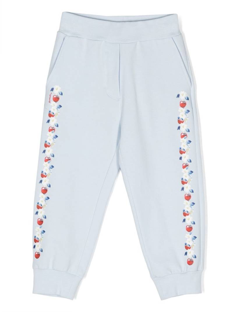 Monnalisa cherry floral-print track pants - Blue von Monnalisa