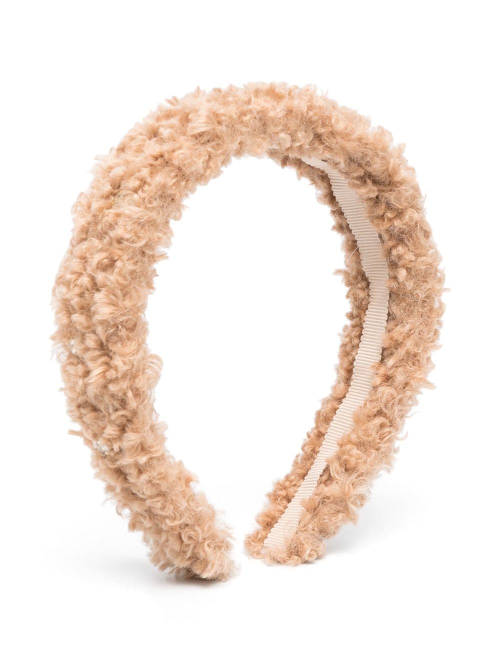 Monnalisa crystal-embellished faux-shearling headband - Brown von Monnalisa