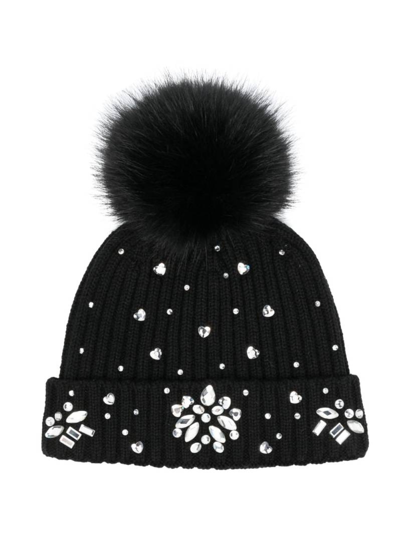 Monnalisa crystal-embellished ribbed beanie - Black von Monnalisa