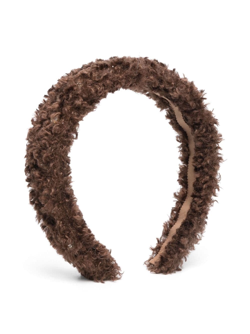 Monnalisa crystal-embellished shearling headband - Brown von Monnalisa