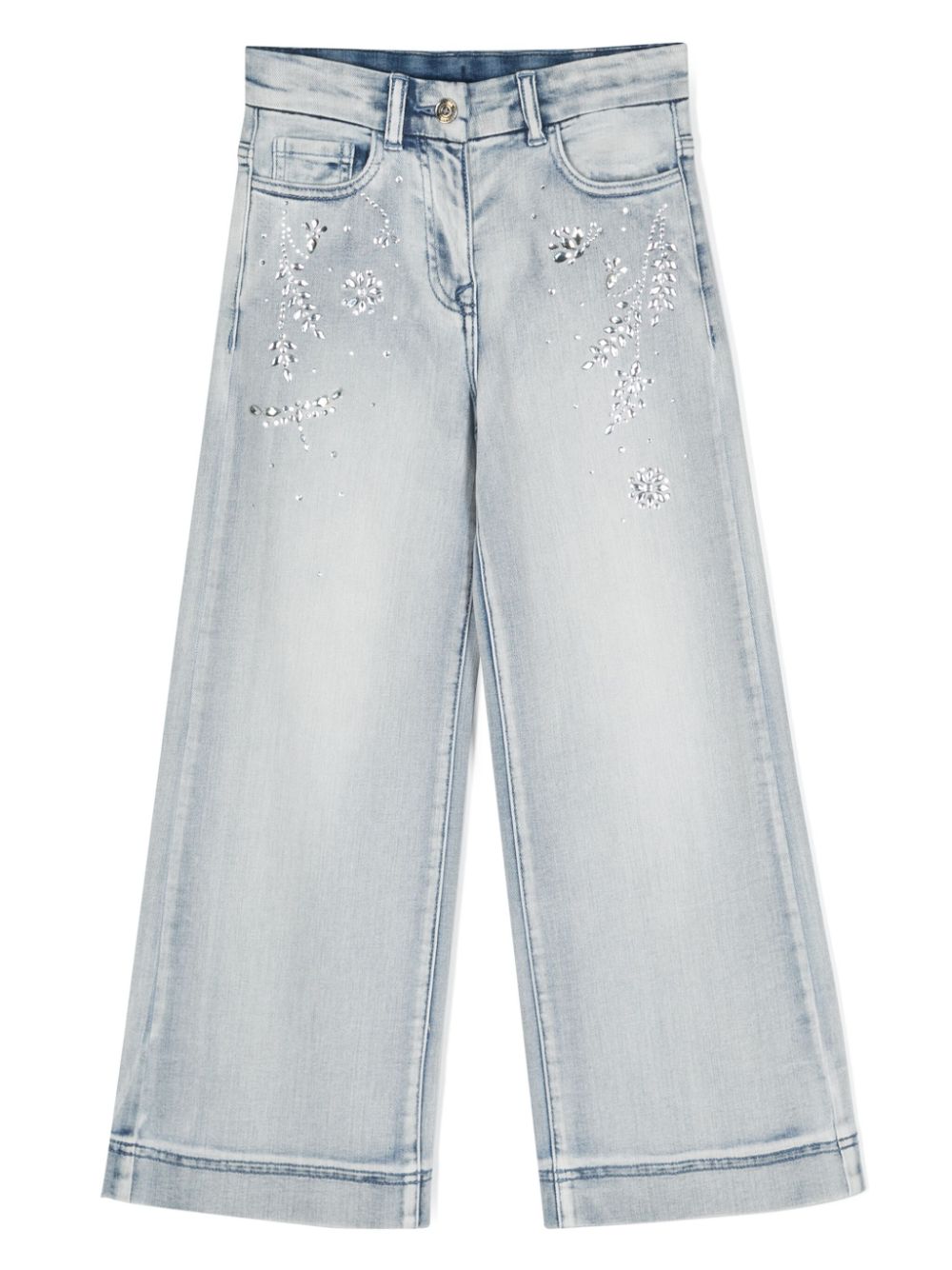 Monnalisa crystal-embellished wide-leg jeans - Blue von Monnalisa