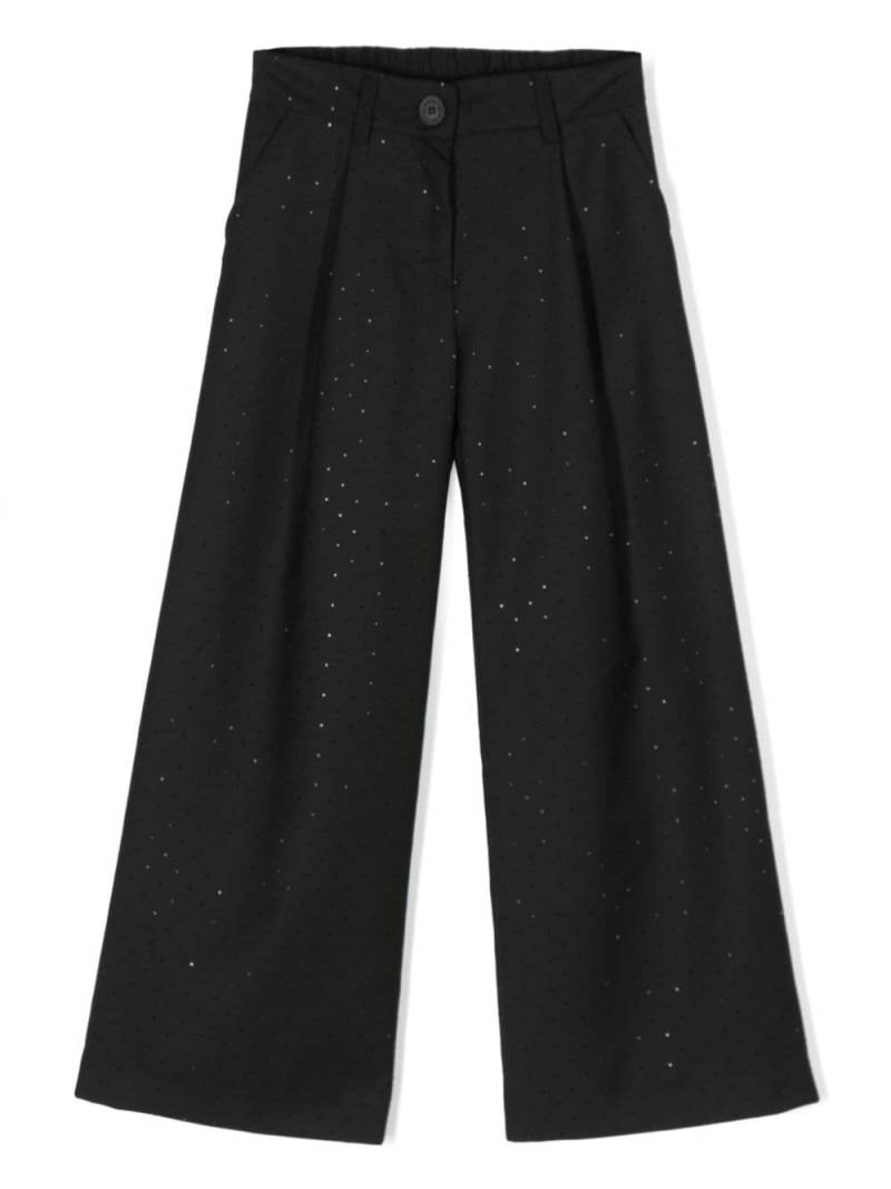 Monnalisa crystal-embellished wide-leg trousers - Black von Monnalisa