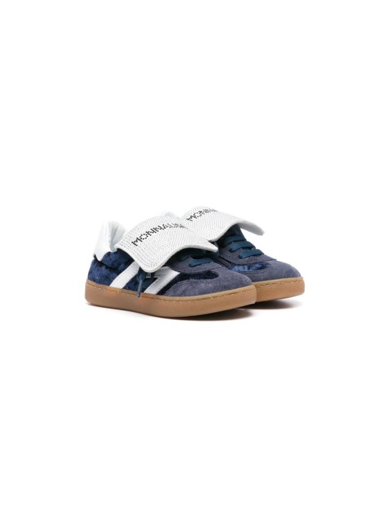 Monnalisa crystal-logo suede sneakers - Blue von Monnalisa