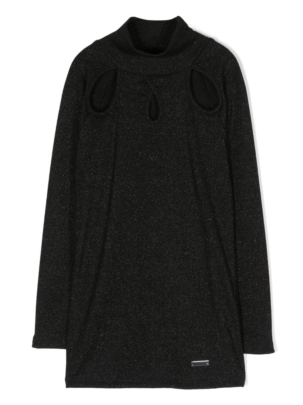 Monnalisa cut-out sparkle long-sleeve tunic - Black von Monnalisa