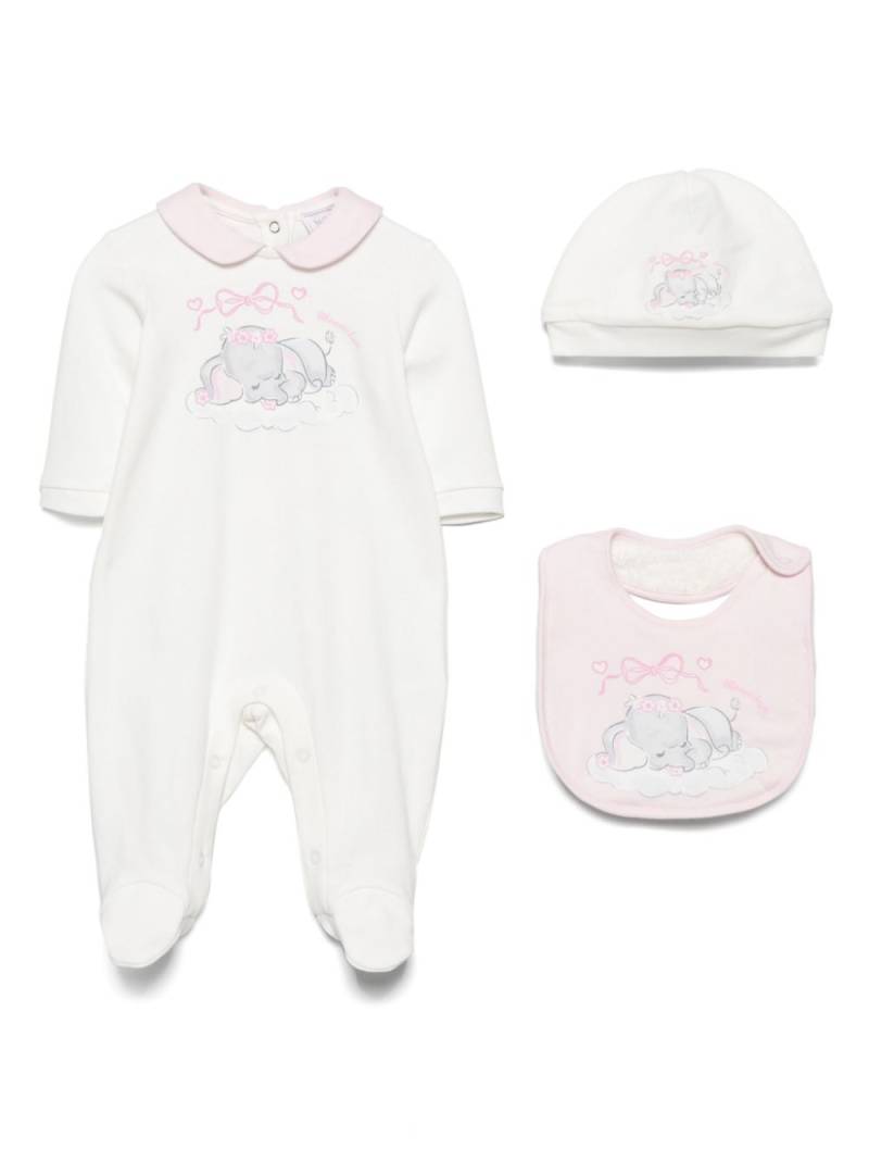 Monnalisa elephant-print babygrow set - White von Monnalisa