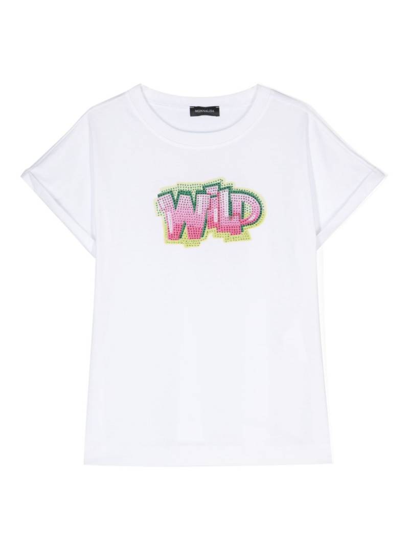 Monnalisa embellished graphic-print T-shirt - White von Monnalisa