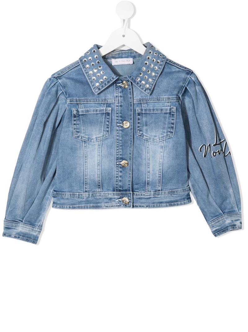 Monnalisa embroidered Daisy denim jacket - Blue von Monnalisa