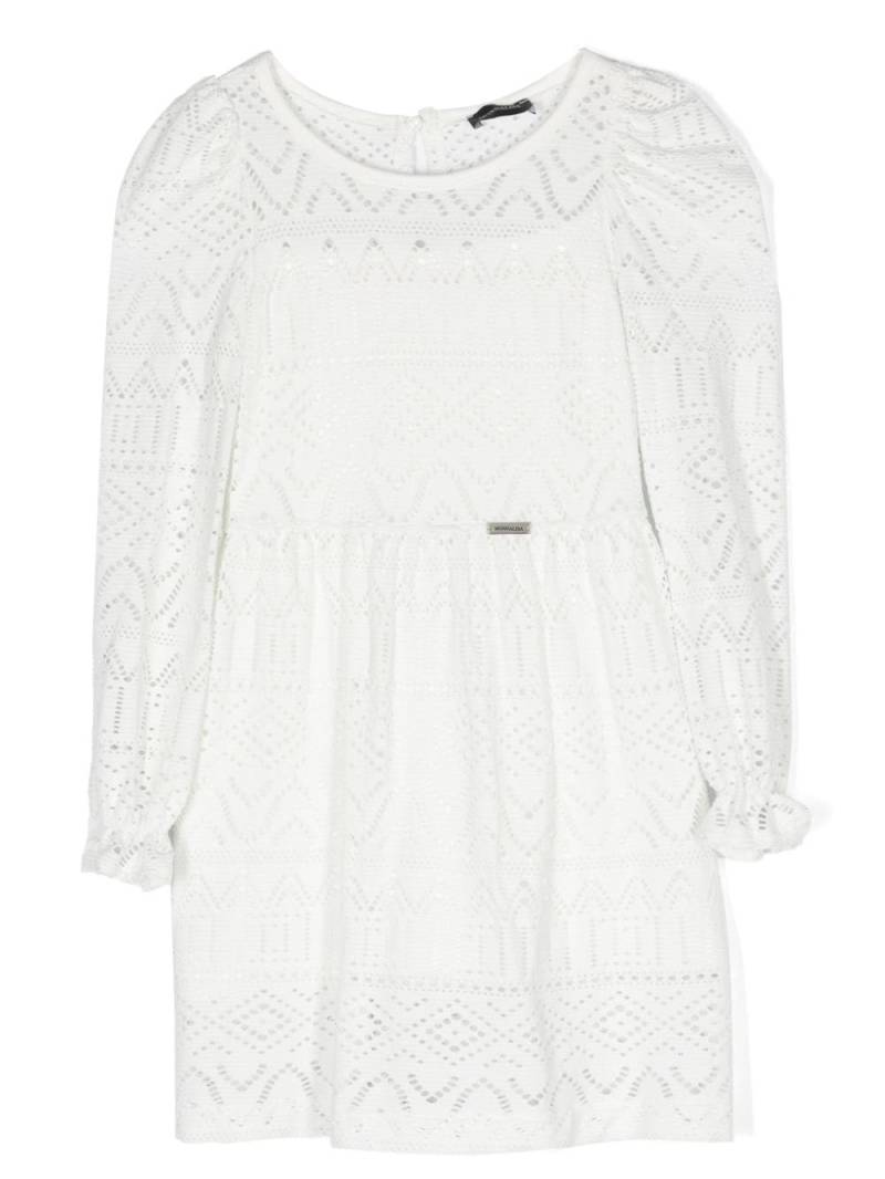 Monnalisa embroidered cotton-blend midi dress - White von Monnalisa