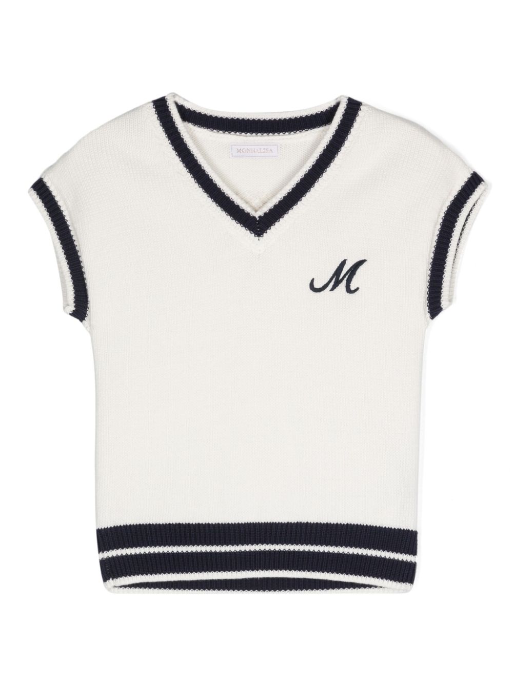 Monnalisa embroidered-logo V-neck vest - White von Monnalisa