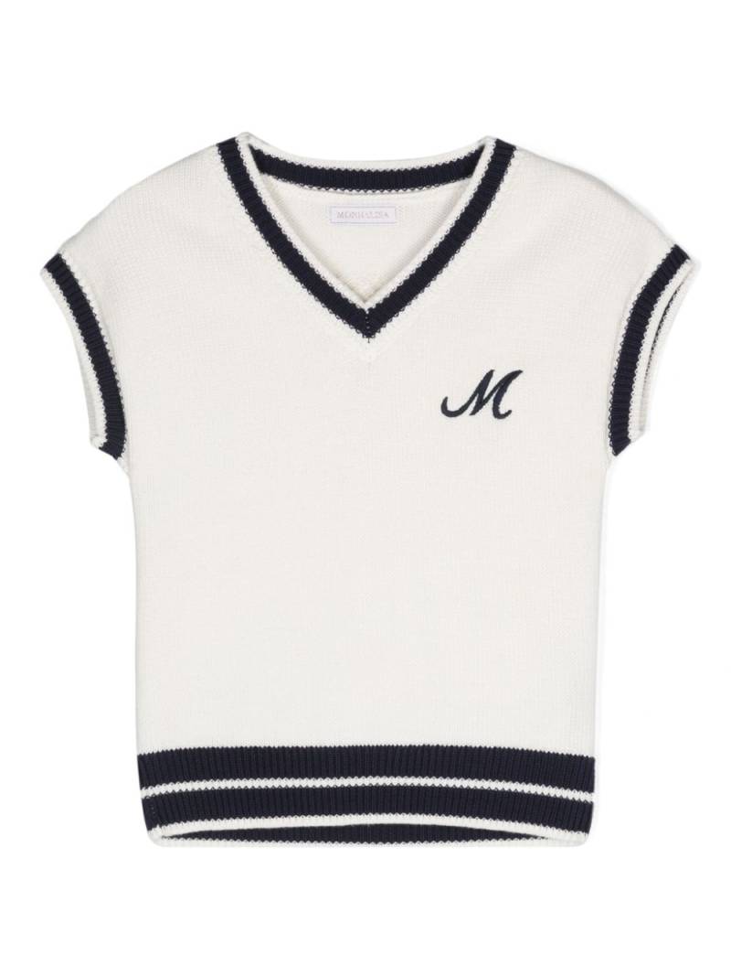 Monnalisa embroidered-logo V-neck vest - White von Monnalisa