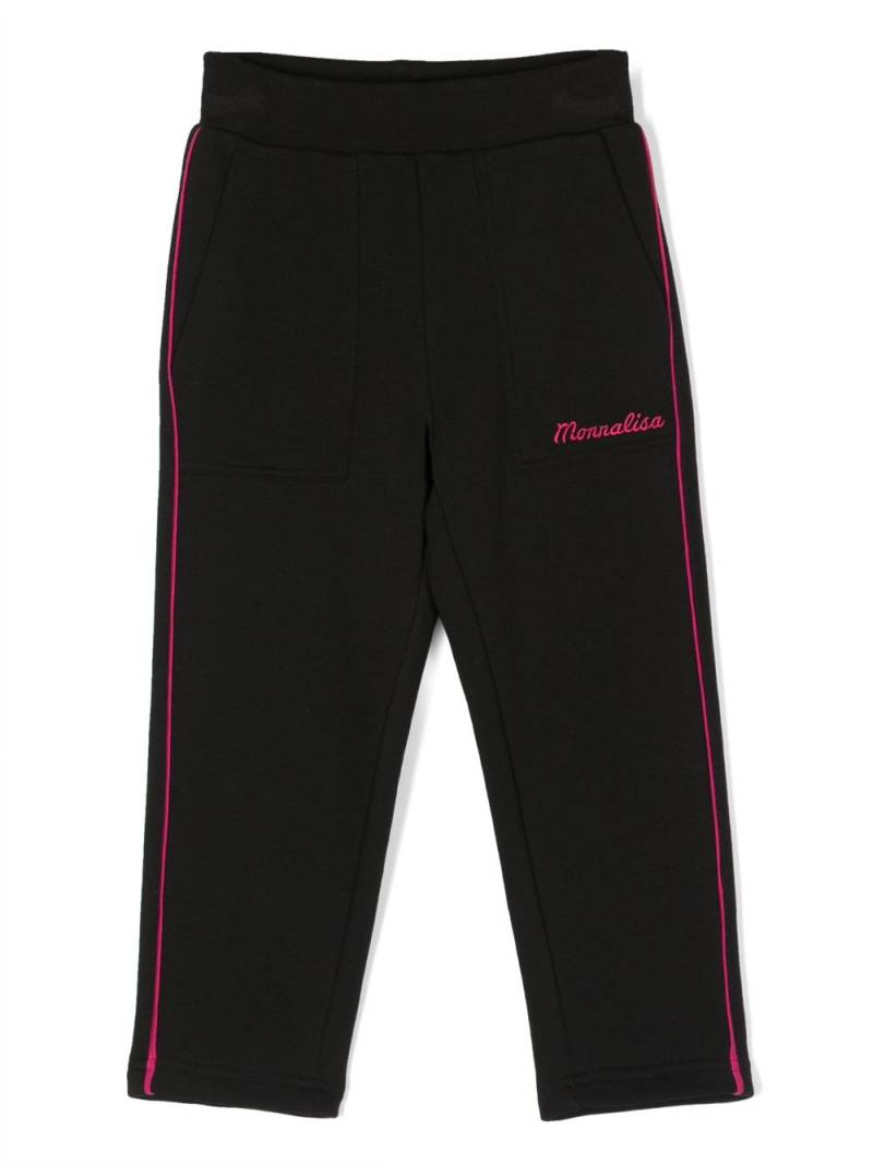 Monnalisa embroidered-logo cotton-blend trousers - Black von Monnalisa