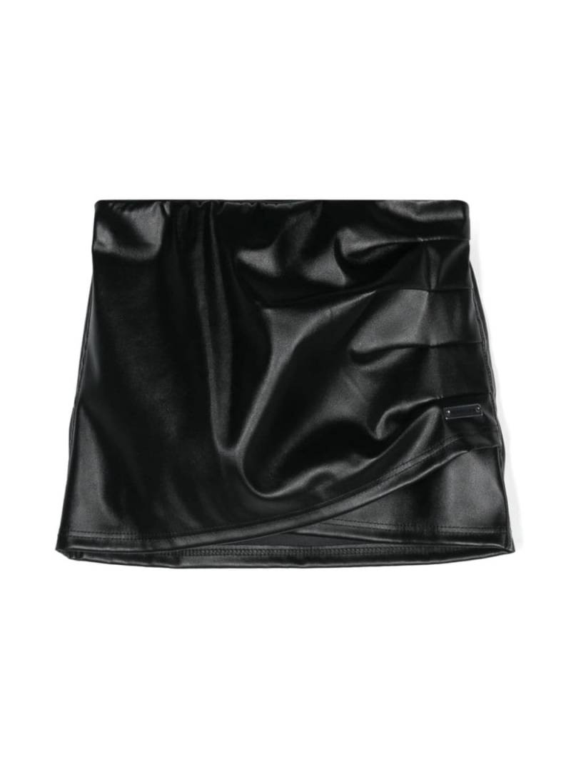 Monnalisa faux-leather wrap miniskirt - Black von Monnalisa