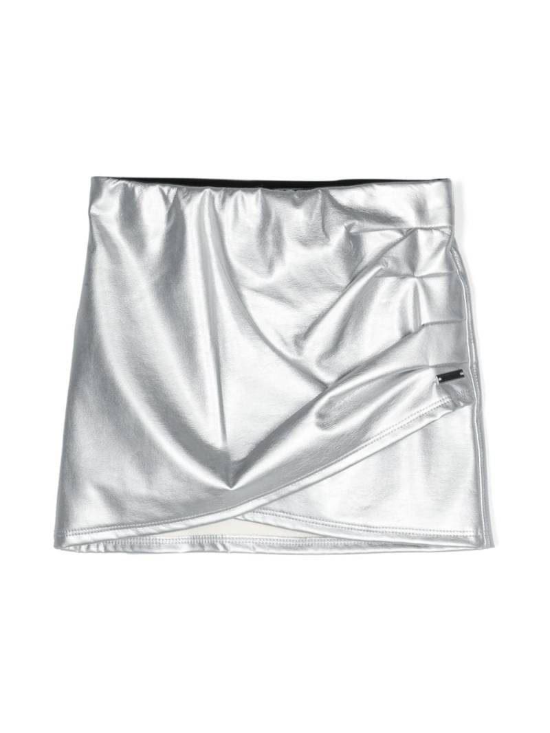 Monnalisa faux-leather wrap miniskirt - Silver von Monnalisa