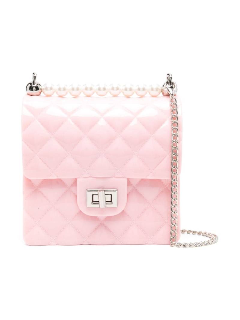 Monnalisa faux-pearl quilted patent bag - Pink von Monnalisa