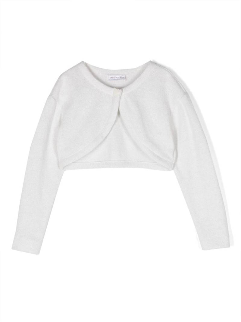 Monnalisa fine-ribbed cropped cardigan - White von Monnalisa