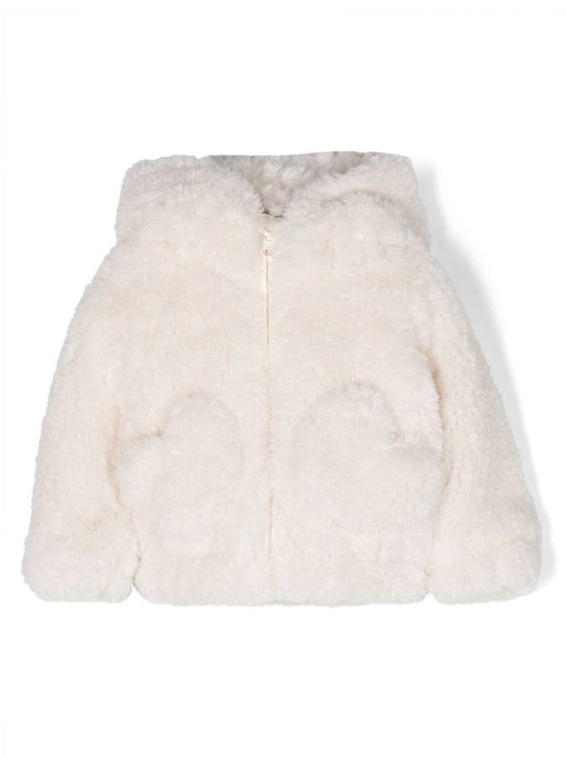 Monnalisa fleece-texture hooded coat - White von Monnalisa