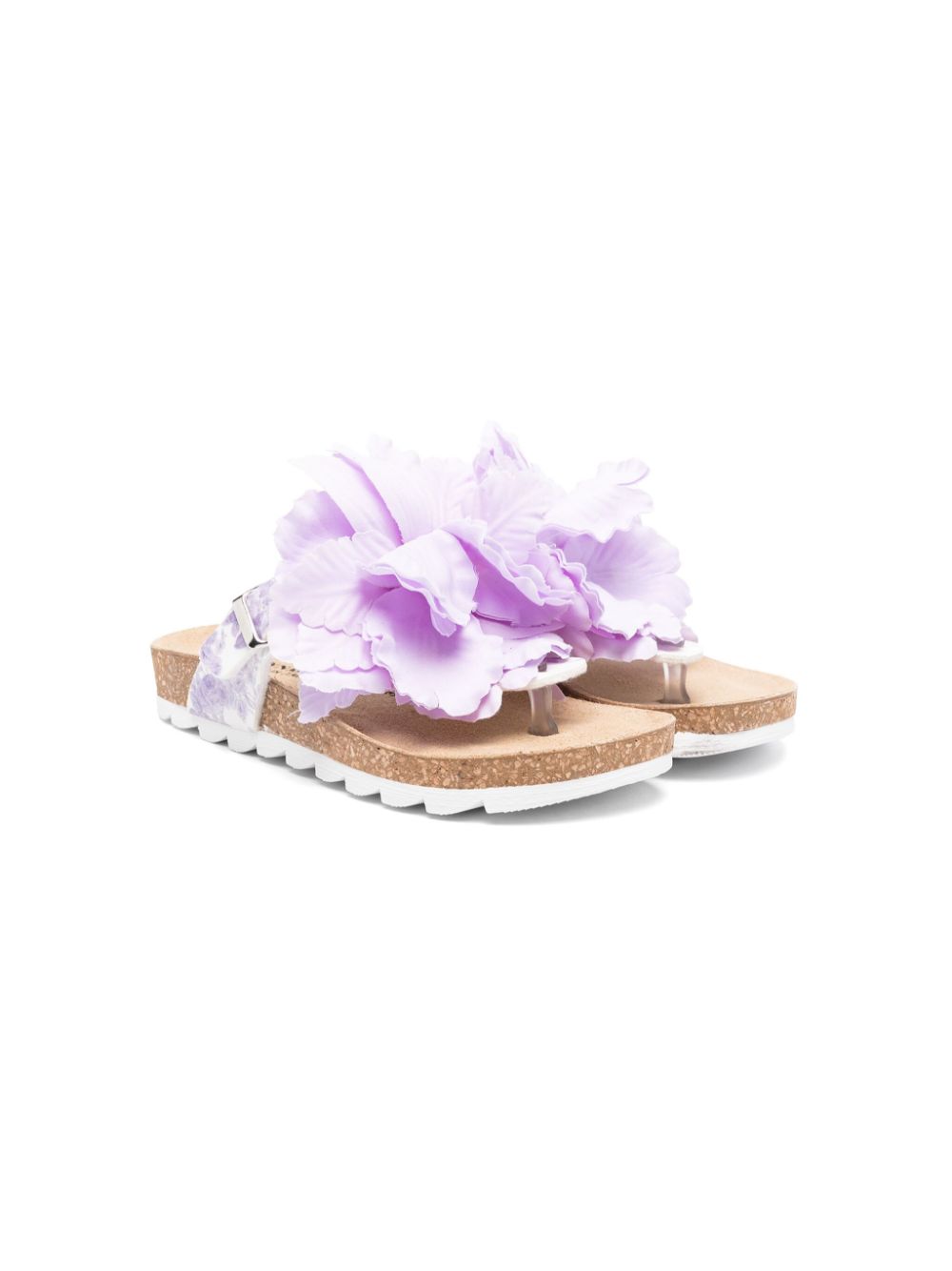 Monnalisa floral-appliqué flip-flops - Purple von Monnalisa