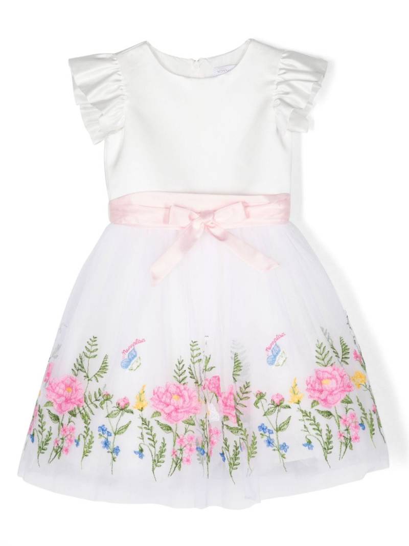 Monnalisa floral-appliqué full-skirt dress - White von Monnalisa