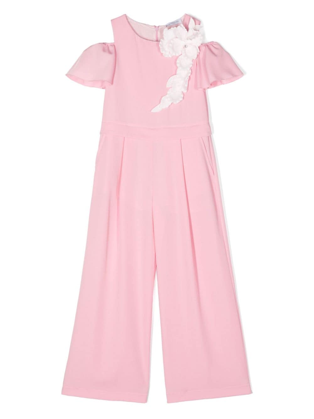 Monnalisa floral-appliqué off-shoulder jumpsuit - Pink von Monnalisa