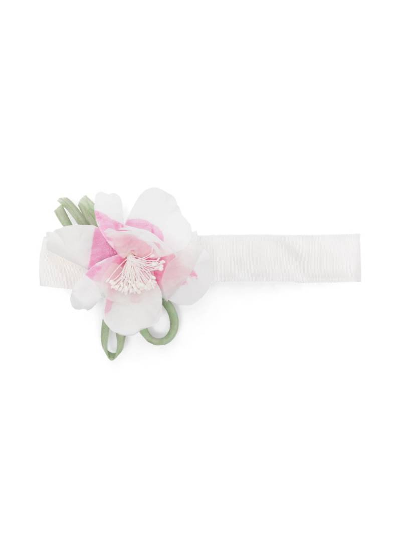 Monnalisa floral-appliqué ribbed headband - White von Monnalisa