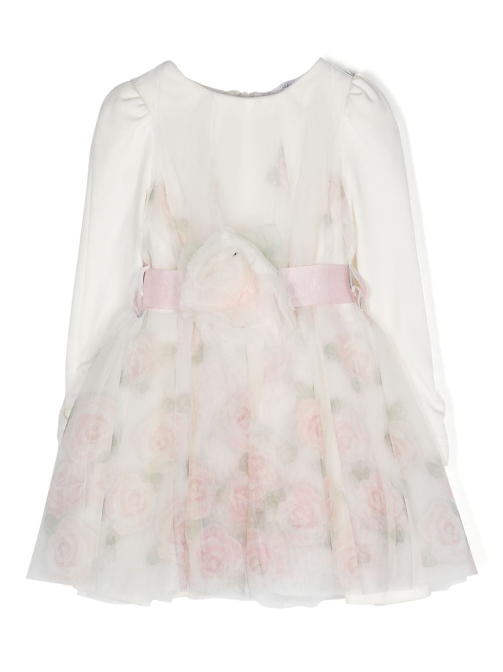 Monnalisa floral-appliqué tulle dress - Neutrals von Monnalisa