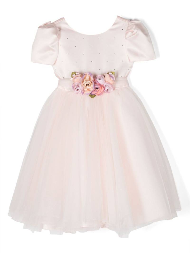 Monnalisa floral-appliqué tulle-overlay dress - Pink von Monnalisa