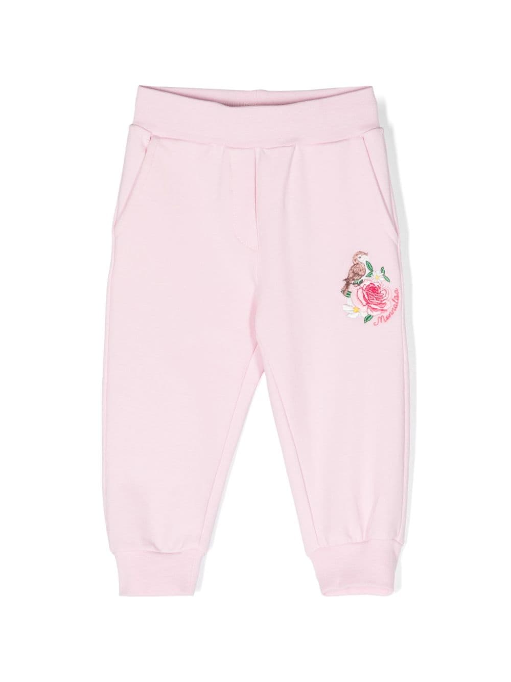 Monnalisa floral-embroidered track pants - Pink von Monnalisa