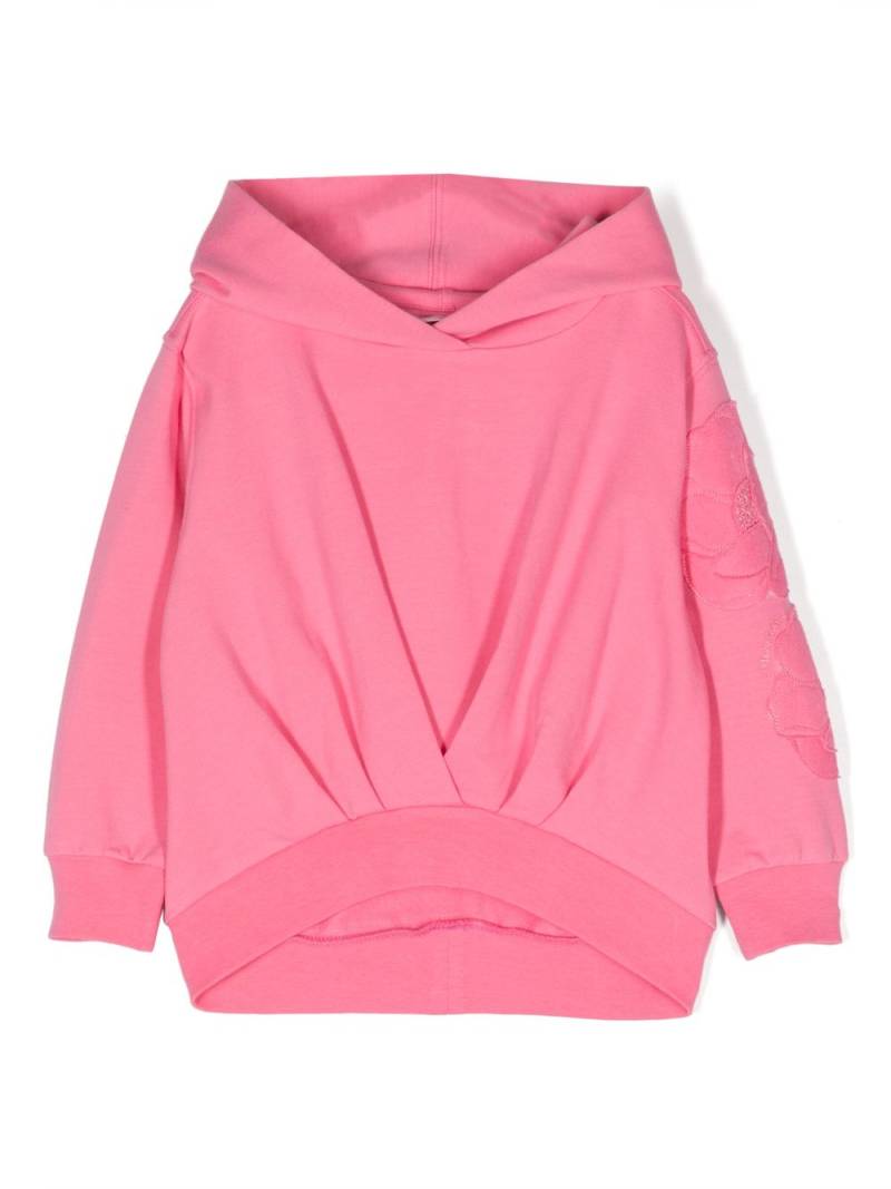 Monnalisa floral-embroidery cotton hoodie - Pink von Monnalisa