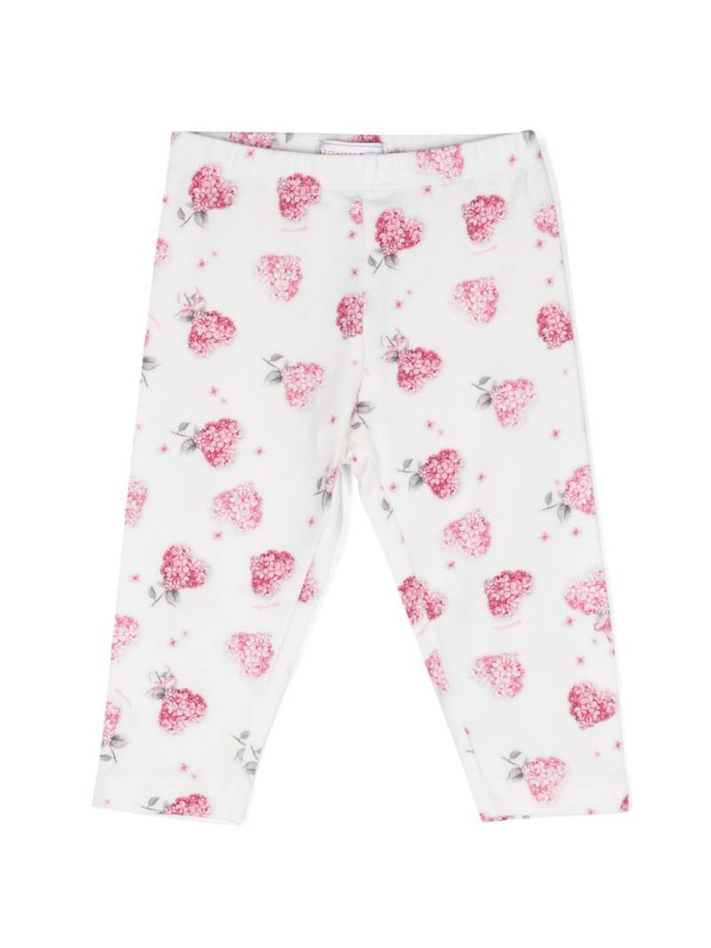 Monnalisa floral-heart jersey leggings - White von Monnalisa