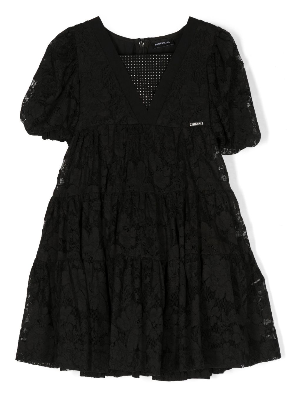 Monnalisa floral-lace pleated dress - Black von Monnalisa