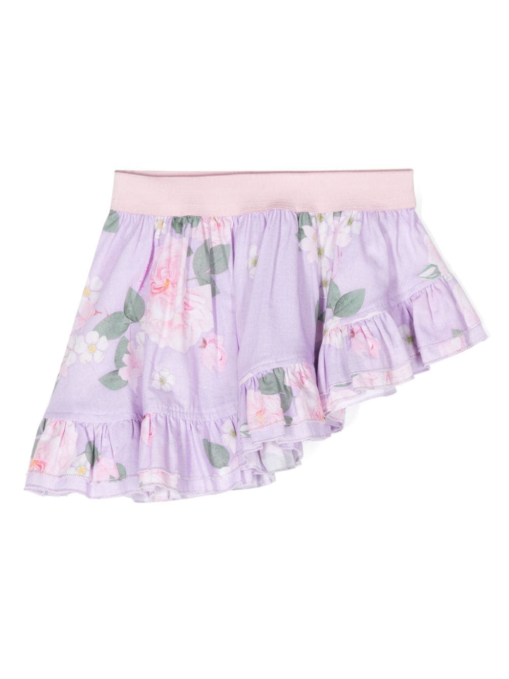 Monnalisa floral-print asymmetric skirt - Purple von Monnalisa